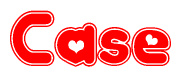 The image displays the word Case written in a stylized red font with hearts inside the letters.