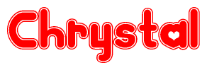The image displays the word Chrystal written in a stylized red font with hearts inside the letters.