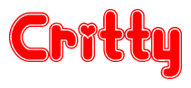 The image is a clipart featuring the word Critty written in a stylized font with a heart shape replacing inserted into the center of each letter. The color scheme of the text and hearts is red with a light outline.