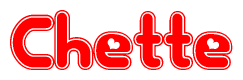 The image displays the word Chette written in a stylized red font with hearts inside the letters.