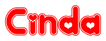Red and White Cinda Word with Heart Design