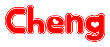 The image displays the word Cheng written in a stylized red font with hearts inside the letters.