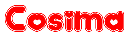 The image displays the word Cosima written in a stylized red font with hearts inside the letters.