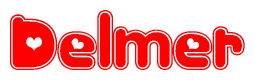 The image displays the word Delmer written in a stylized red font with hearts inside the letters.