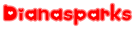 The image displays the word Dianasparks written in a stylized red font with hearts inside the letters.