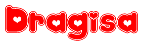 The image displays the word Dragisa written in a stylized red font with hearts inside the letters.