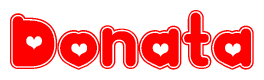 The image displays the word Donata written in a stylized red font with hearts inside the letters.