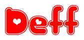 The image displays the word Deff written in a stylized red font with hearts inside the letters.