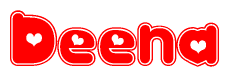 The image displays the word Deena written in a stylized red font with hearts inside the letters.