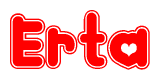 The image displays the word Erta written in a stylized red font with hearts inside the letters.