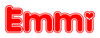 The image displays the word Emmi written in a stylized red font with hearts inside the letters.