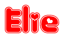 The image displays the word Elie written in a stylized red font with hearts inside the letters.