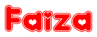 Faiza Word with Heart Shapes