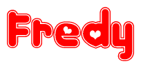The image displays the word Fredy written in a stylized red font with hearts inside the letters.