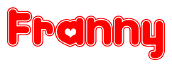 The image displays the word Franny written in a stylized red font with hearts inside the letters.