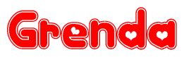 The image displays the word Grenda written in a stylized red font with hearts inside the letters.