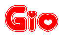 The image displays the word Gio written in a stylized red font with hearts inside the letters.