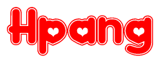 The image is a clipart featuring the word Hpang written in a stylized font with a heart shape replacing inserted into the center of each letter. The color scheme of the text and hearts is red with a light outline.
