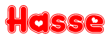 The image displays the word Hasse written in a stylized red font with hearts inside the letters.