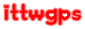 The image is a clipart featuring the word Ittwgps written in a stylized font with a heart shape replacing inserted into the center of each letter. The color scheme of the text and hearts is red with a light outline.