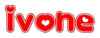 The image displays the word Ivone written in a stylized red font with hearts inside the letters.