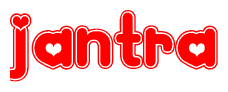 The image displays the word Jantra written in a stylized red font with hearts inside the letters.
