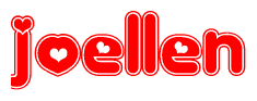 The image is a clipart featuring the word Joellen written in a stylized font with a heart shape replacing inserted into the center of each letter. The color scheme of the text and hearts is red with a light outline.
