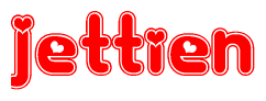 The image displays the word Jettien written in a stylized red font with hearts inside the letters.