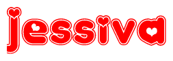 The image displays the word Jessiva written in a stylized red font with hearts inside the letters.