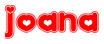 The image displays the word Joana written in a stylized red font with hearts inside the letters.