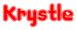 The image is a clipart featuring the word Krystle written in a stylized font with a heart shape replacing inserted into the center of each letter. The color scheme of the text and hearts is red with a light outline.