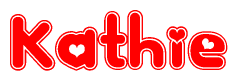 The image displays the word Kathie written in a stylized red font with hearts inside the letters.