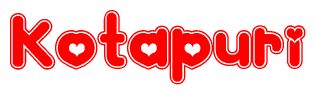 The image displays the word Kotapuri written in a stylized red font with hearts inside the letters.