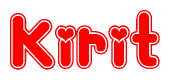 The image displays the word Kirit written in a stylized red font with hearts inside the letters.