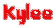 The image is a clipart featuring the word Kylee written in a stylized font with a heart shape replacing inserted into the center of each letter. The color scheme of the text and hearts is red with a light outline.