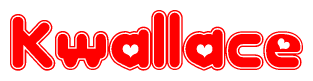 The image displays the word Kwallace written in a stylized red font with hearts inside the letters.