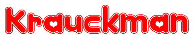 The image displays the word Krauckman written in a stylized red font with hearts inside the letters.