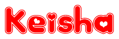 The image displays the word Keisha written in a stylized red font with hearts inside the letters.