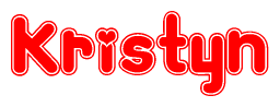 The image is a clipart featuring the word Kristyn written in a stylized font with a heart shape replacing inserted into the center of each letter. The color scheme of the text and hearts is red with a light outline.