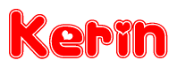 The image displays the word Kerin written in a stylized red font with hearts inside the letters.