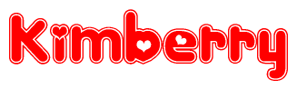 The image is a clipart featuring the word Kimberry written in a stylized font with a heart shape replacing inserted into the center of each letter. The color scheme of the text and hearts is red with a light outline.