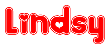 The image displays the word Lindsy written in a stylized red font with hearts inside the letters.