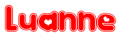 The image displays the word Luanne written in a stylized red font with hearts inside the letters.