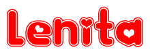 The image is a clipart featuring the word Lenita written in a stylized font with a heart shape replacing inserted into the center of each letter. The color scheme of the text and hearts is red with a light outline.