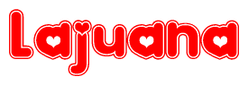 The image displays the word Lajuana written in a stylized red font with hearts inside the letters.