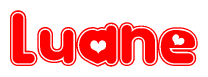 The image displays the word Luane written in a stylized red font with hearts inside the letters.