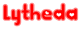 The image displays the word Lytheda written in a stylized red font with hearts inside the letters.