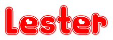The image displays the word Lester written in a stylized red font with hearts inside the letters.