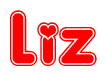 The image displays the word Liz written in a stylized red font with hearts inside the letters.