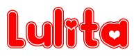 The image is a clipart featuring the word Lulita written in a stylized font with a heart shape replacing inserted into the center of each letter. The color scheme of the text and hearts is red with a light outline.